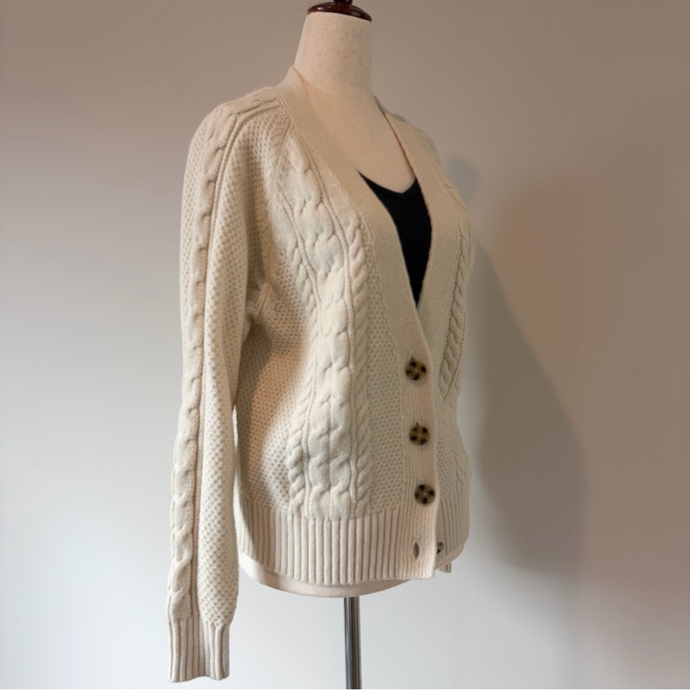 GAP Cream Button-Up Cable Cardigan - Picture 4 of 9